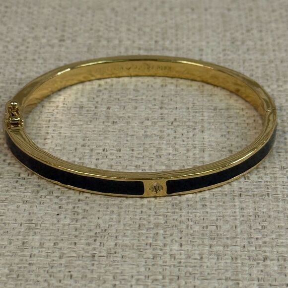 Kate Spade Black Gold Crystal Hinged Bracelets Set of 2 - Picture 4 of 6